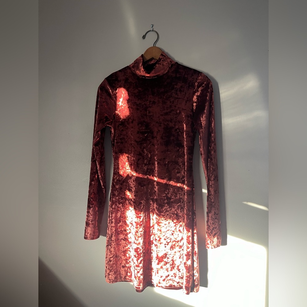 Blue Kimchi pink crushed velvet dress